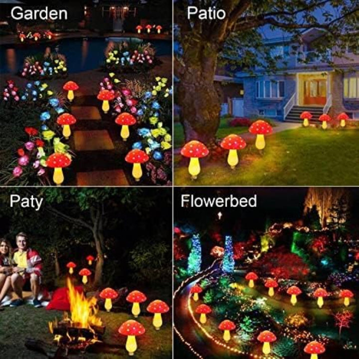 Set of 6 Solar Mushroom Lights Garden