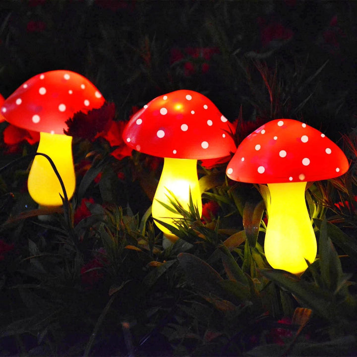 Set of 6 Solar Mushroom Lights Garden